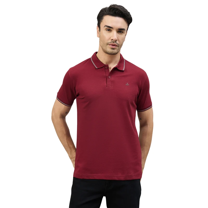 Duke Men Half Sleeve Cotton Smart Fit Casual T-shirt (SD73) Wine / M / Solid