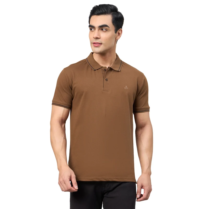Duke Men Half Sleeve Cotton Smart Fit Casual T-shirt (SD73) Wood / XXL / Solid