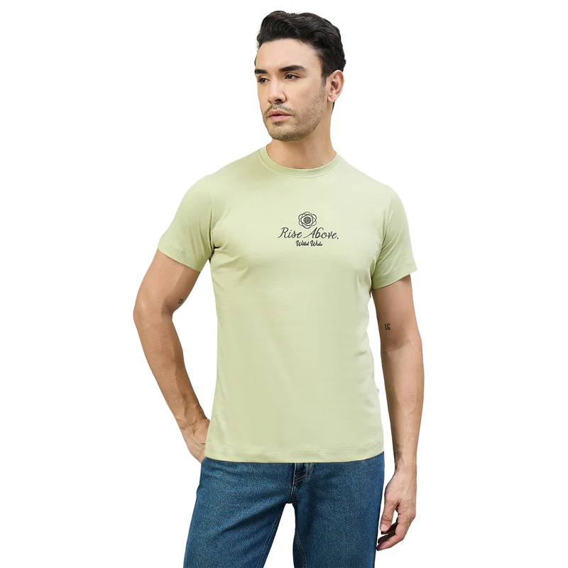 Duke Urban Men Half Sleeve Cotton Smart Fit Casual T-shirt (LF7861) Mint / XXL / Printed