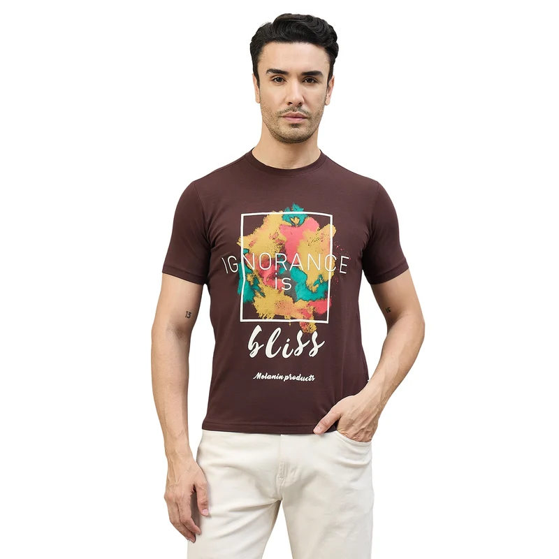 Duke Urban Men Half Sleeve Cotton Smart Fit Casual T-shirt (LF7862) Coffee / L / Printed