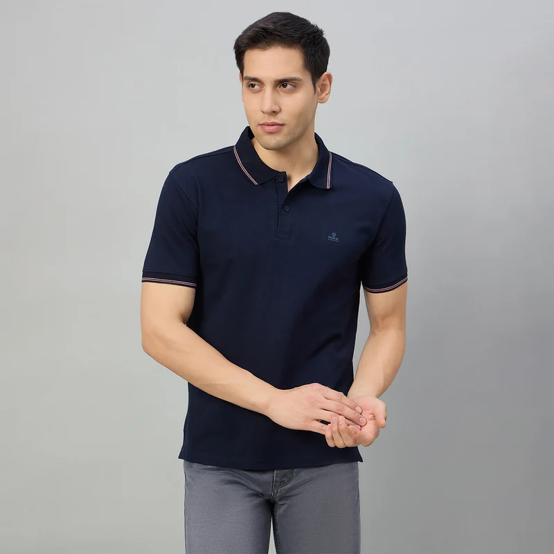 Duke Men Half Sleeve Cotton Smart Fit Casual T-shirt (SD73) Navy / 3XL / Solid