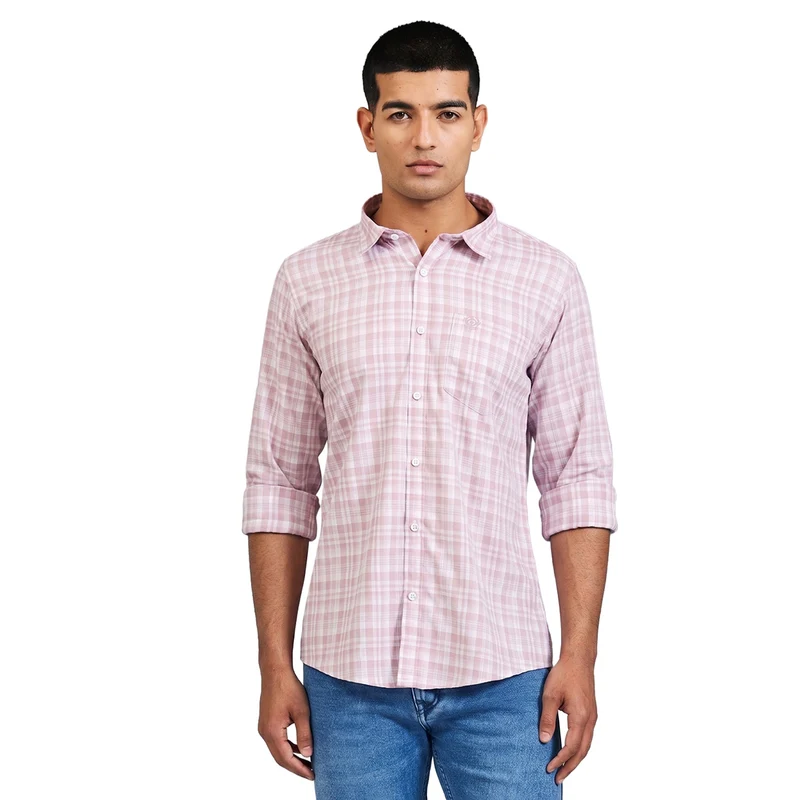 Duke Men Regular Full Sleeve Cotton Shirt (SDO7CKCR) Peach / L / Checkered