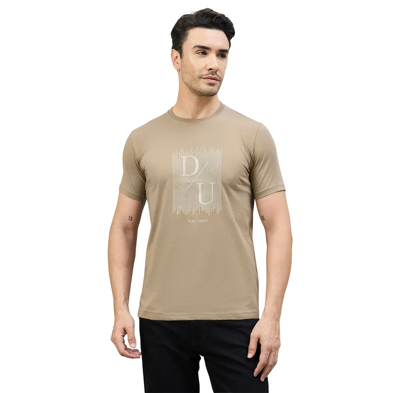 Duke Urban Men Half Sleeve Cotton Smart Fit Casual T-shirt (LF7803) Mouse / M / Printed