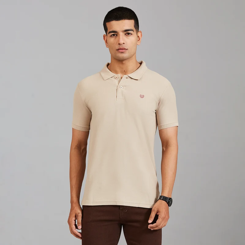 Duke Men Half Sleeve Cotton Smart Fit Casual T-shirt (SD71) XXL / Fawn / Solid