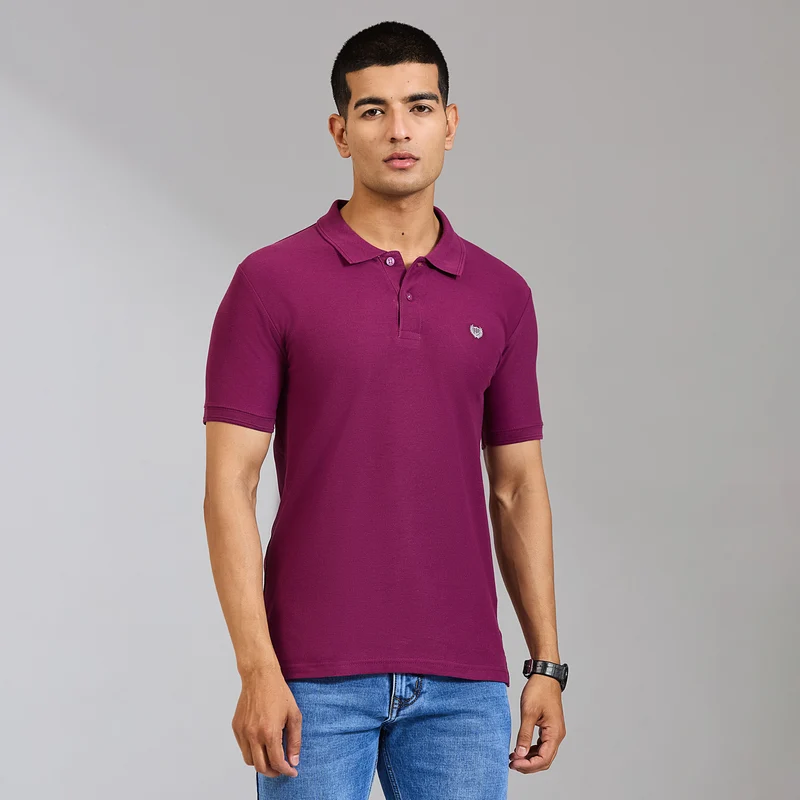 Duke Men Half Sleeve Cotton Smart Fit Casual T-shirt (SD71) XXL / Grape Fudge / Solid