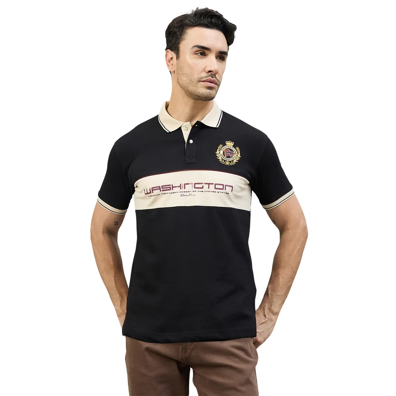 Duke Urban Men Half Sleeve Cotton Smart Fit Casual T-shirt (LF7970) Black / L / Printed