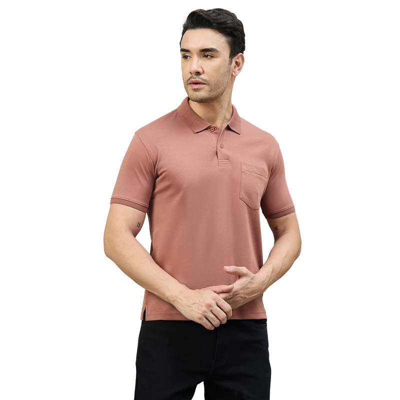 Duke Men Half Sleeve Cotton Smart Fit Casual T-shirt (SD75) Cedar Wood / M / Solid