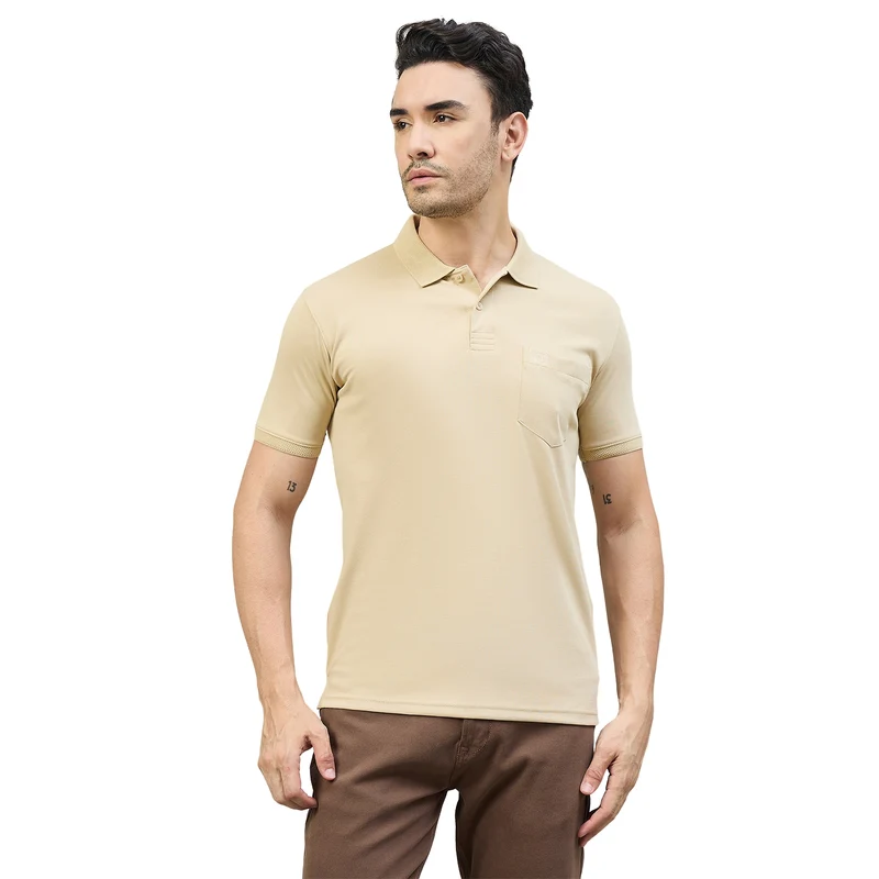 Duke Men Half Sleeve Cotton Smart Fit Casual T-shirt (SD75) Sand / XXL / Solid