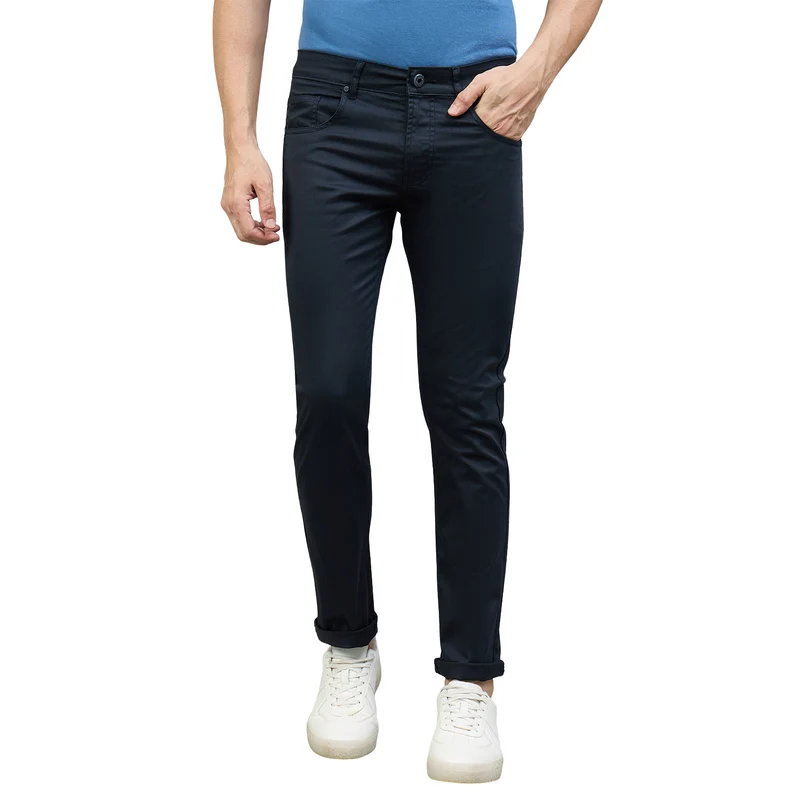 Duke Men Non-Denim Solid Casual Trouser (SDT4666R) Navy / 30 / Solid