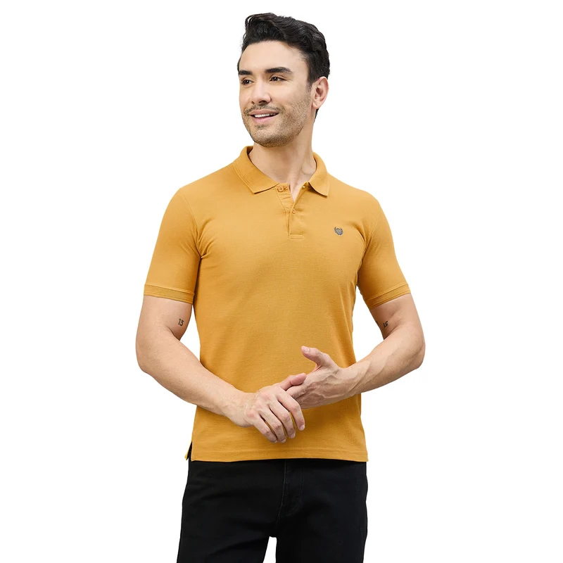Duke Men Half Sleeve Cotton Smart Fit Casual T-shirt (SD71) 3XL / Mustard / Solid