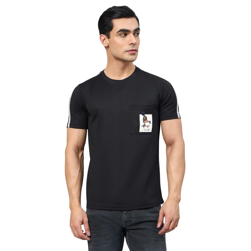 Duke Men Half Sleeve Cotton Smart Fit Casual T-shirt (LF6087A) Black / XL / Solid
