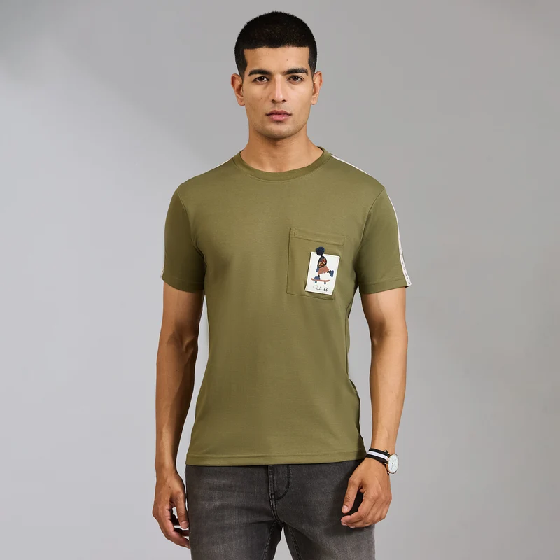 Duke Men Half Sleeve Cotton Smart Fit Casual T-shirt (LF6087A) Olive / XXL / Solid