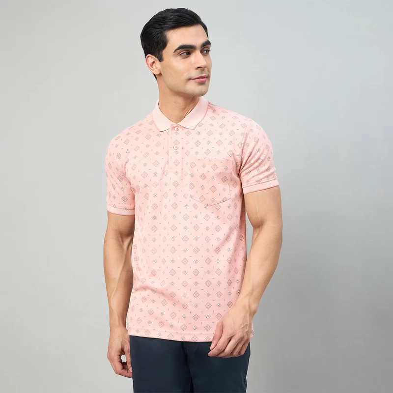Duke Men Half Sleeve Cotton Regualr Fit Casual T-shirt (LF7995) Bubble Gum / L / Printed
