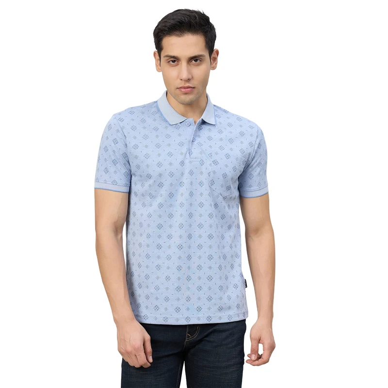 Duke Men Half Sleeve Cotton Regualr Fit Casual T-shirt (LF7995) Sky / XL / Printed