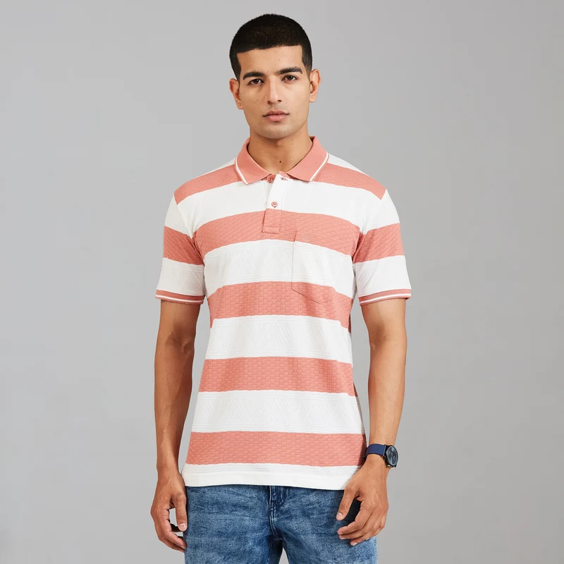 Duke Men Half Sleeve Cotton Regular Casual T-shirt (LF7830) Mineral / XXL / Striped