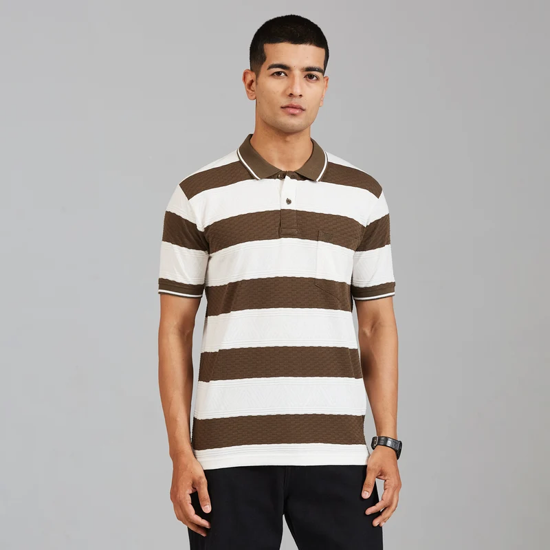 Duke Men Half Sleeve Cotton Regular Casual T-shirt (LF7830) Olive / S / Striped