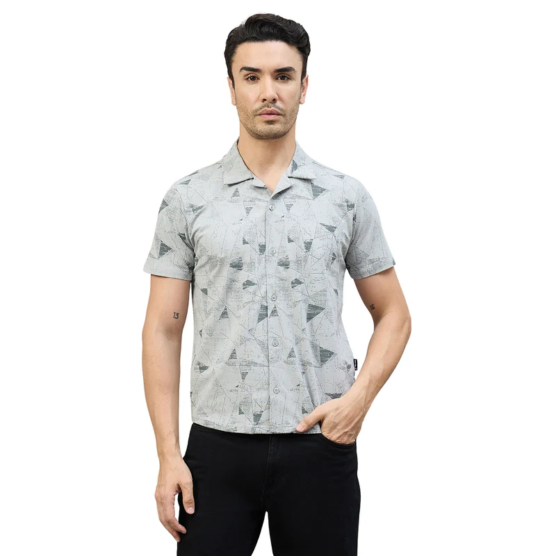 Duke Urban Men Regular Half Sleeve Cotton Shirt (LF6091A) Cement / M / Printed