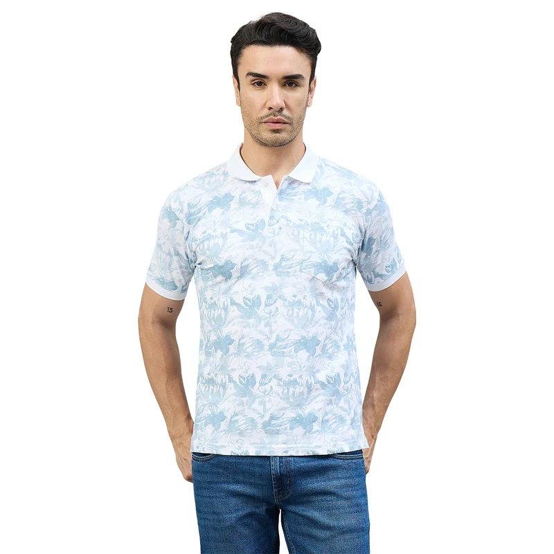 Duke Urban Men Half Sleeve Cotton Smart Fit Casual T-shirt (LF7980) Sky / XL / Printed