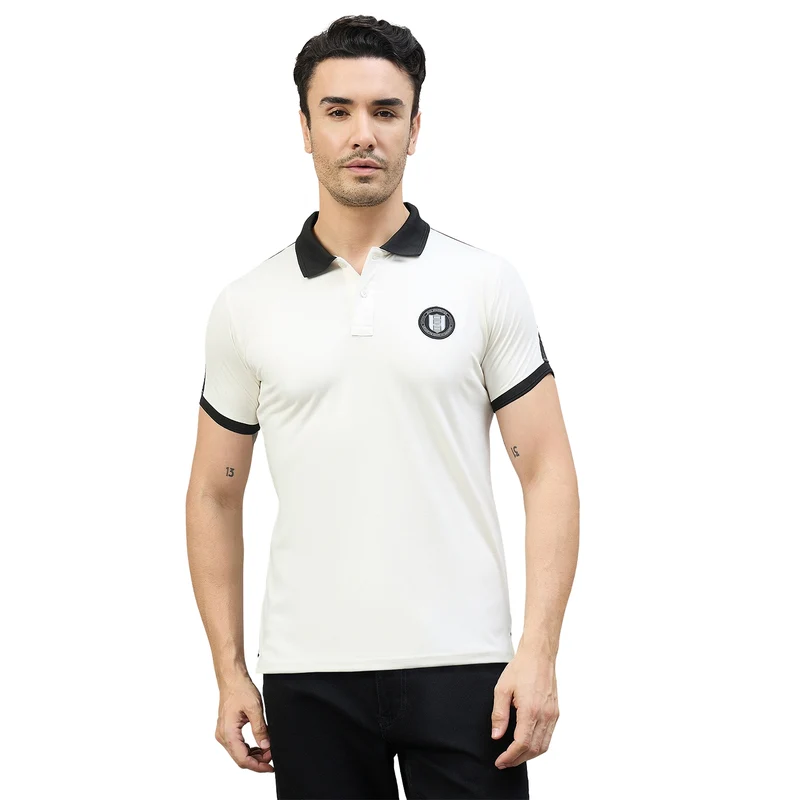 Duke Urban Men Half Sleeve Cotton Smart Fit Casual T-shirt (LF7896) Cream / XL / Solid
