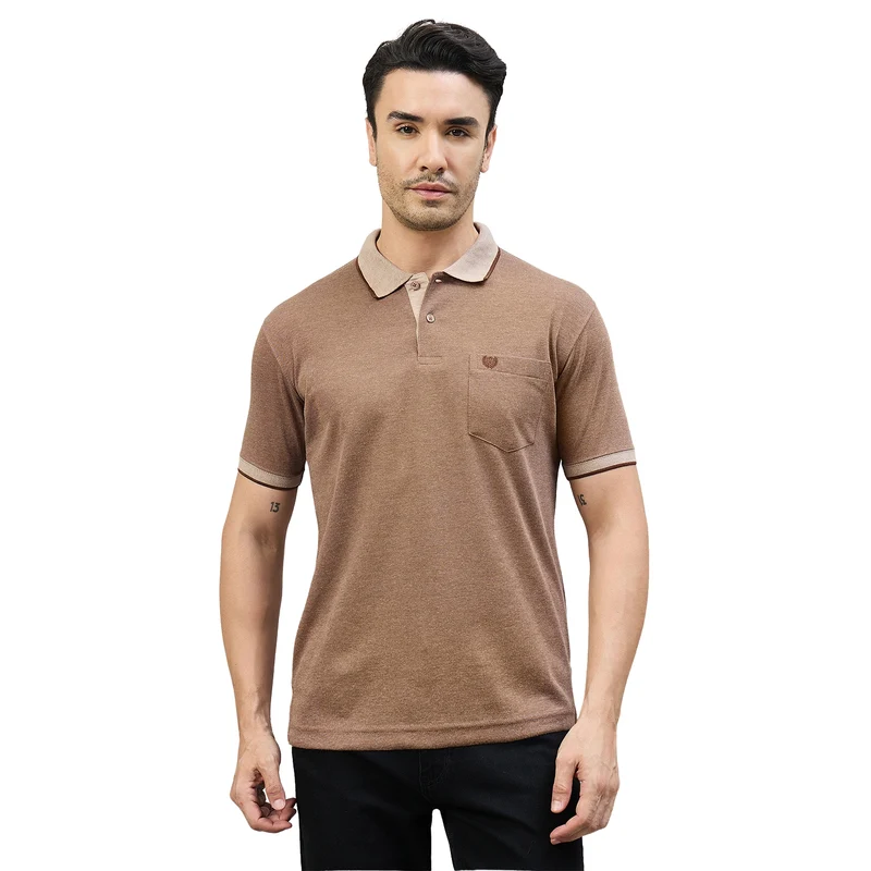 Duke Men Half Sleeve Cotton Smart Fit Casual T-shirt (SD74) Bronze / M / Solid