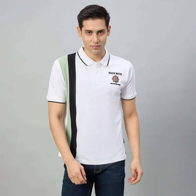Duke Men Half Sleeve Cotton Regualr Fit Casual T-shirt (LF7910) White / M / Striped