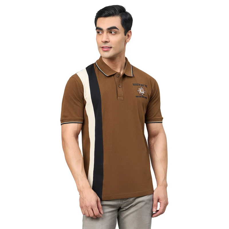 Duke Men Half Sleeve Cotton Regualr Fit Casual T-shirt (LF7910) Wood / M / Striped