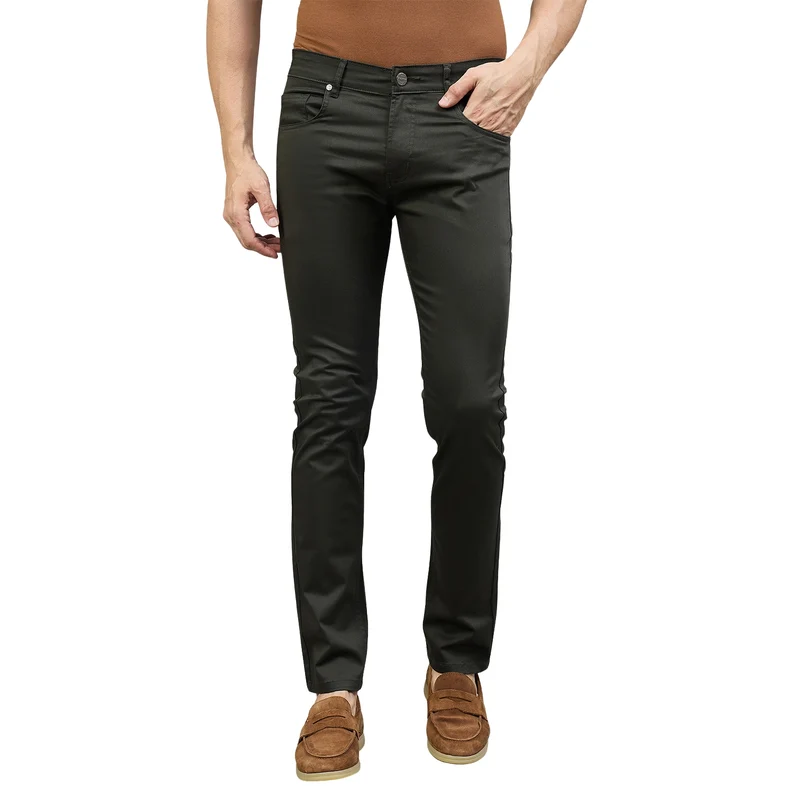 Duke Men Non-Denim Solid Casual Trouser (SDT4666R) D.Olive / 36 / Solid