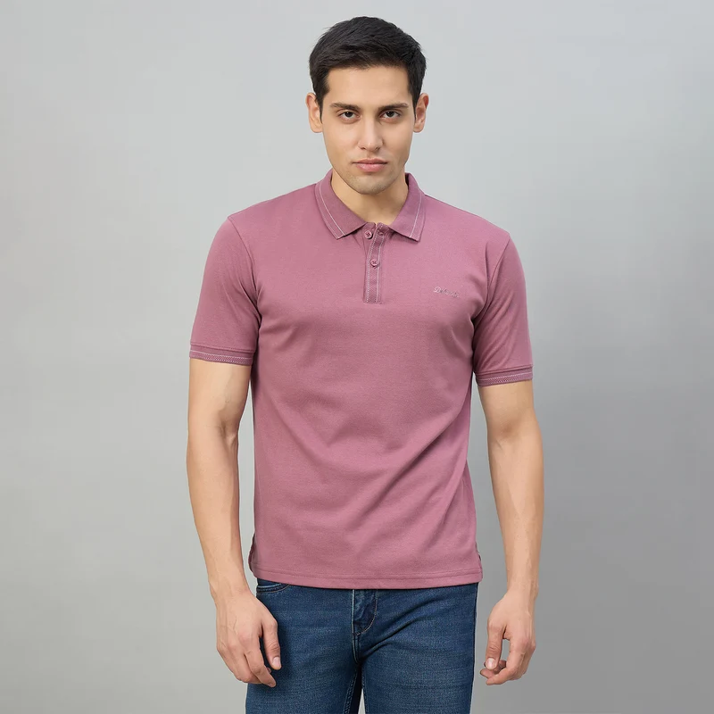 Duke Men Half Sleeve Cotton Regualr Fit Casual T-shirt (LF7888) Dusty Mauve / S / Solid
