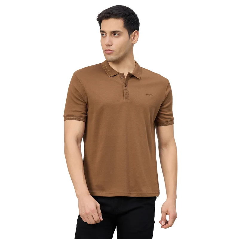 Duke Men Half Sleeve Cotton Regualr Fit Casual T-shirt (LF7888) Wood / L / Solid