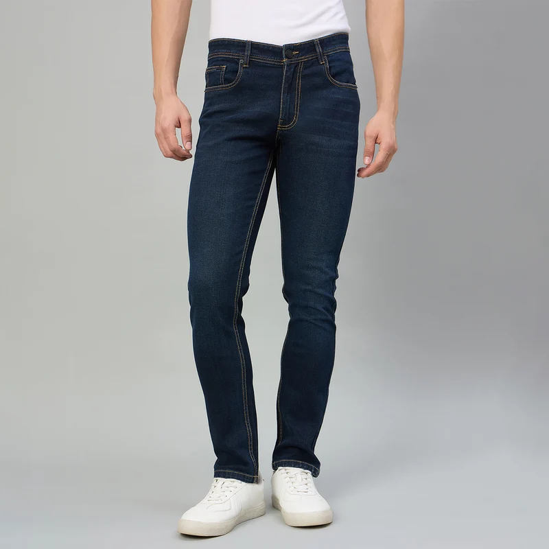 Duke Men Narrow Fit Stretchable Jeans (SDD9271N) Carbon Blue / 36 / Washed