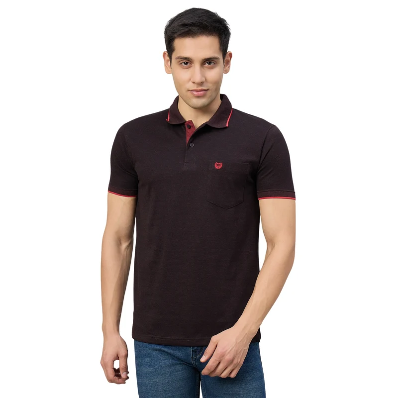 Duke Men Half Sleeve Cotton Smart Fit Casual T-shirt (SD74) Cranberry Mix / XL / Solid