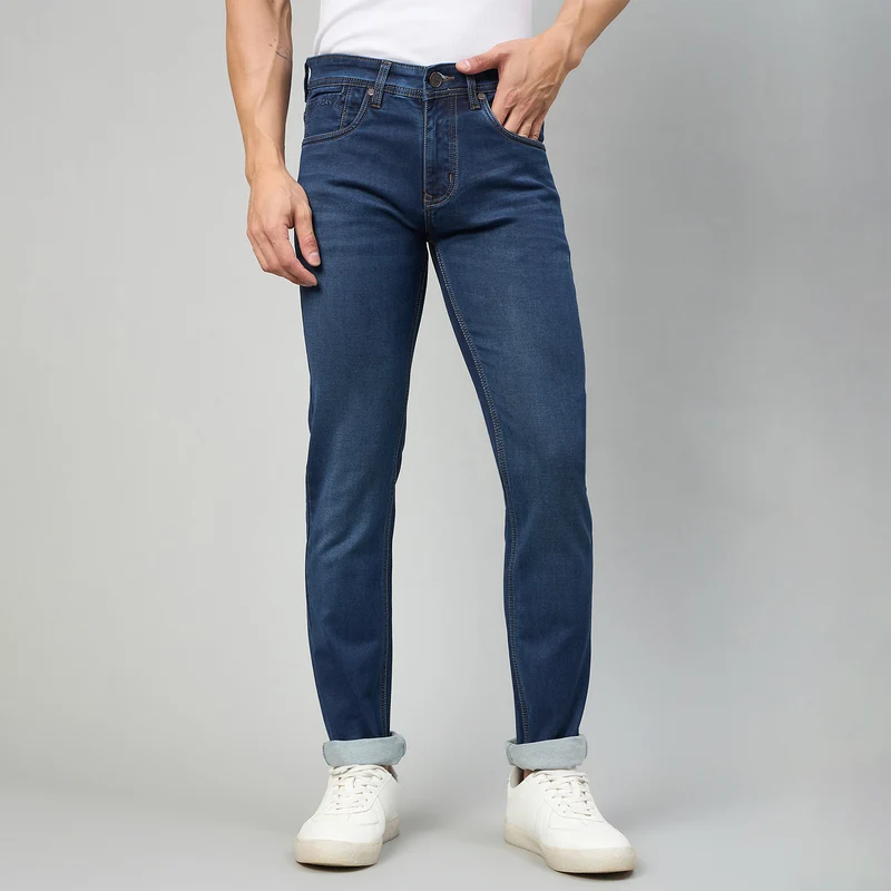 Duke Men Narrow Fit Stretchable Jeans (SDD9186N) Deep Indigo / 34 / Washed