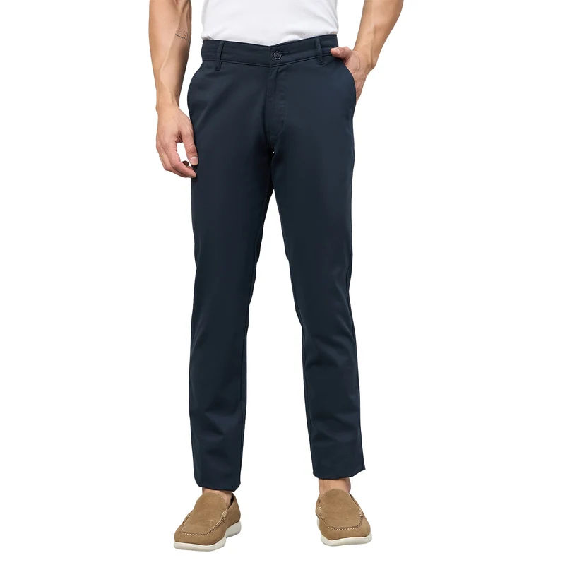 Duke Men Narrow fit Casual Chinos Trouser (SDT4715N) Navy / 30 / Solid