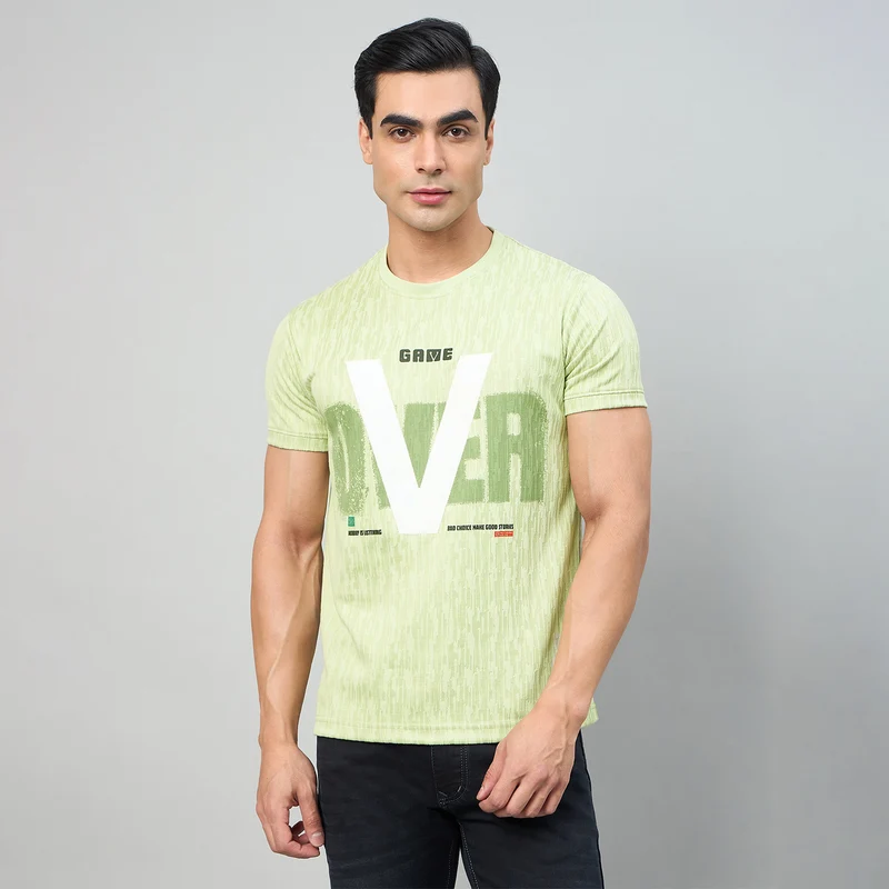 Duke Men Half Sleeve Cotton Smart Fit Casual T-shirt (LF7984) Mint / M / Printed