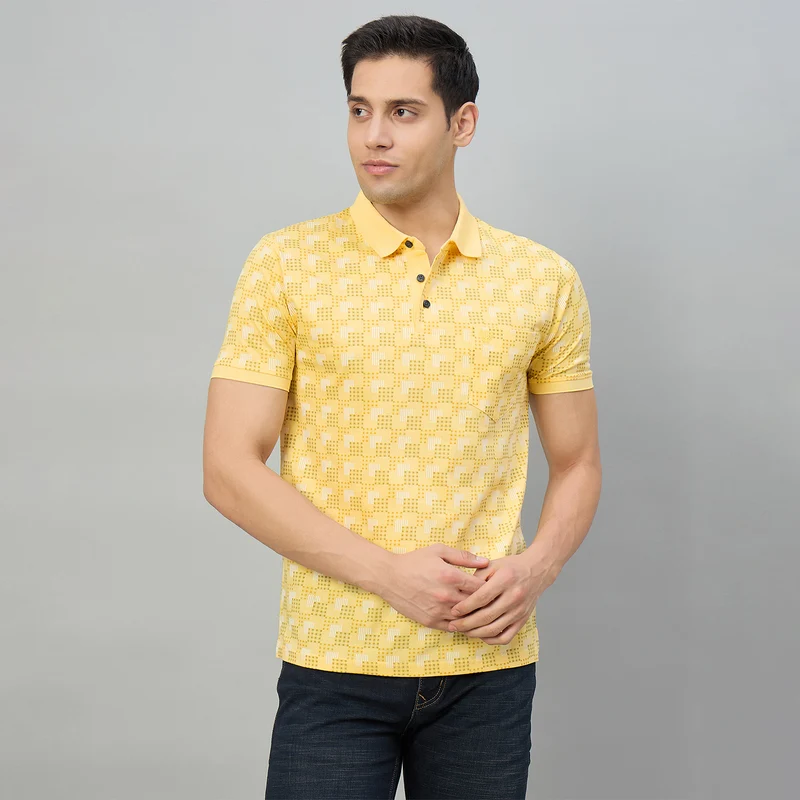 Duke Men Half Sleeve Cotton Regular Fit Casual T-shirt (LF7924) Lemon / M / Printed