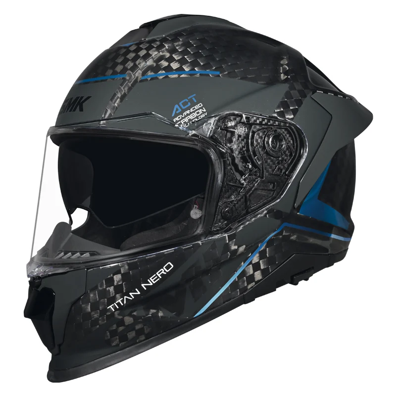 SMK TITAN CARBON CASCO DE MOTO GLOSS NEGRO GRIS AZUL L / GLOSS NEGRO GRIS AZUL