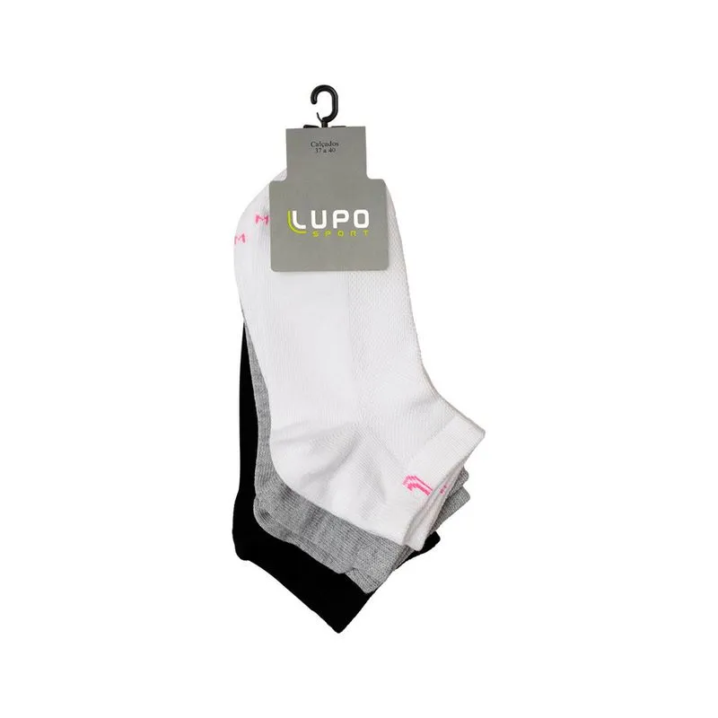 Kit Meia Sport Feminina com 3 Unidades Lupo