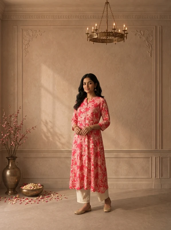 Rani Rayon Big Sunflower Printed Kurta L