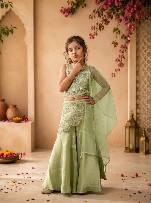 Pista Tissue Pearl And Sequin Embroidered Palazzo Set 34