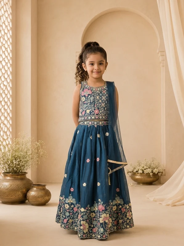 Rama Georgette Multicolor Floral Sequins Embroidered Ghagra Set 36