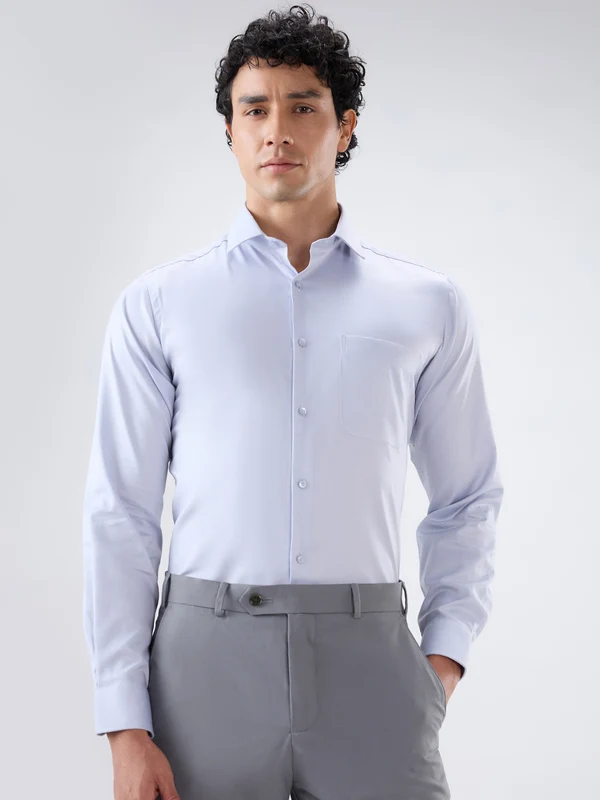Raymond Men Grey Slim Fit Structure Formal Shirt 40 / Grey
