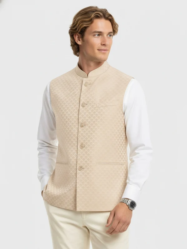 Raymond Men Khaki Contemporary Fit Formal Waistcoat 40 / Khaki