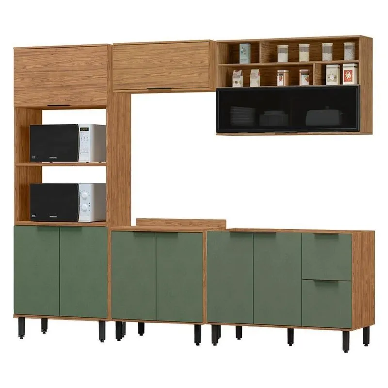 Cozinha Modulada 05 Pecas Mdf 280 Cm Tosc Freijo Jade Mxm