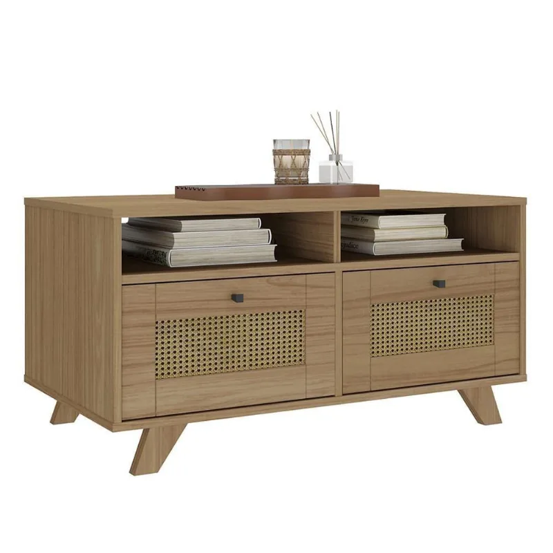 Mesa De Centro 2 Gavetas 91 Cm Mdf 4639 Carvalho Arly