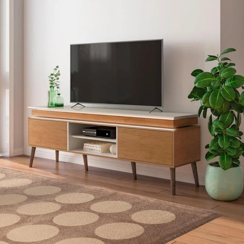 Rack Para Tv 75 Polegadas 2 Portas 180 Cm 4704 Cinamomo Off White Arly