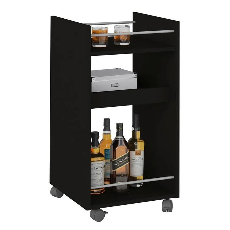 Carrinho Bar 3 Prateleiras E Rodizios 74x40 Cm 3275 Arly Preto