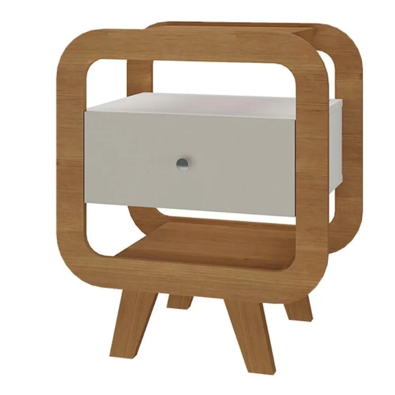 Mesa De Apoio 1 Gaveta 65 Cm Porta Usb Arly Cinamomo Off White