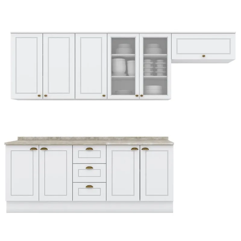Cozinha Modulada 7 Pecas 280 Cm Ce791 Americana Henn Branco Calcare