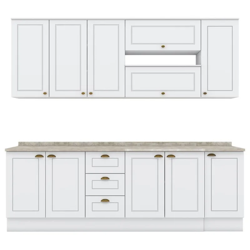 Cozinha Modulada 10 Pecas 240 Cm Ce792 Americana Henn Branco Calcare