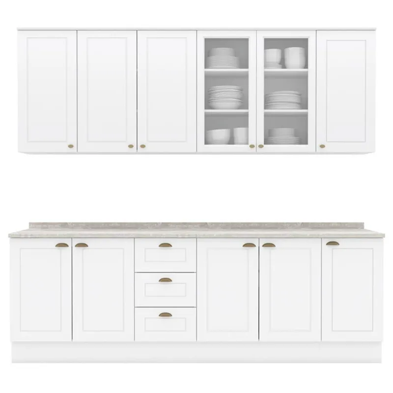 Cozinha Modulada 9 Pecas 240 Cm Ce856 Americana Henn Branco Calcare